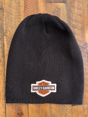 Harley-Davidson Black Knit Beanie with Orange Logo